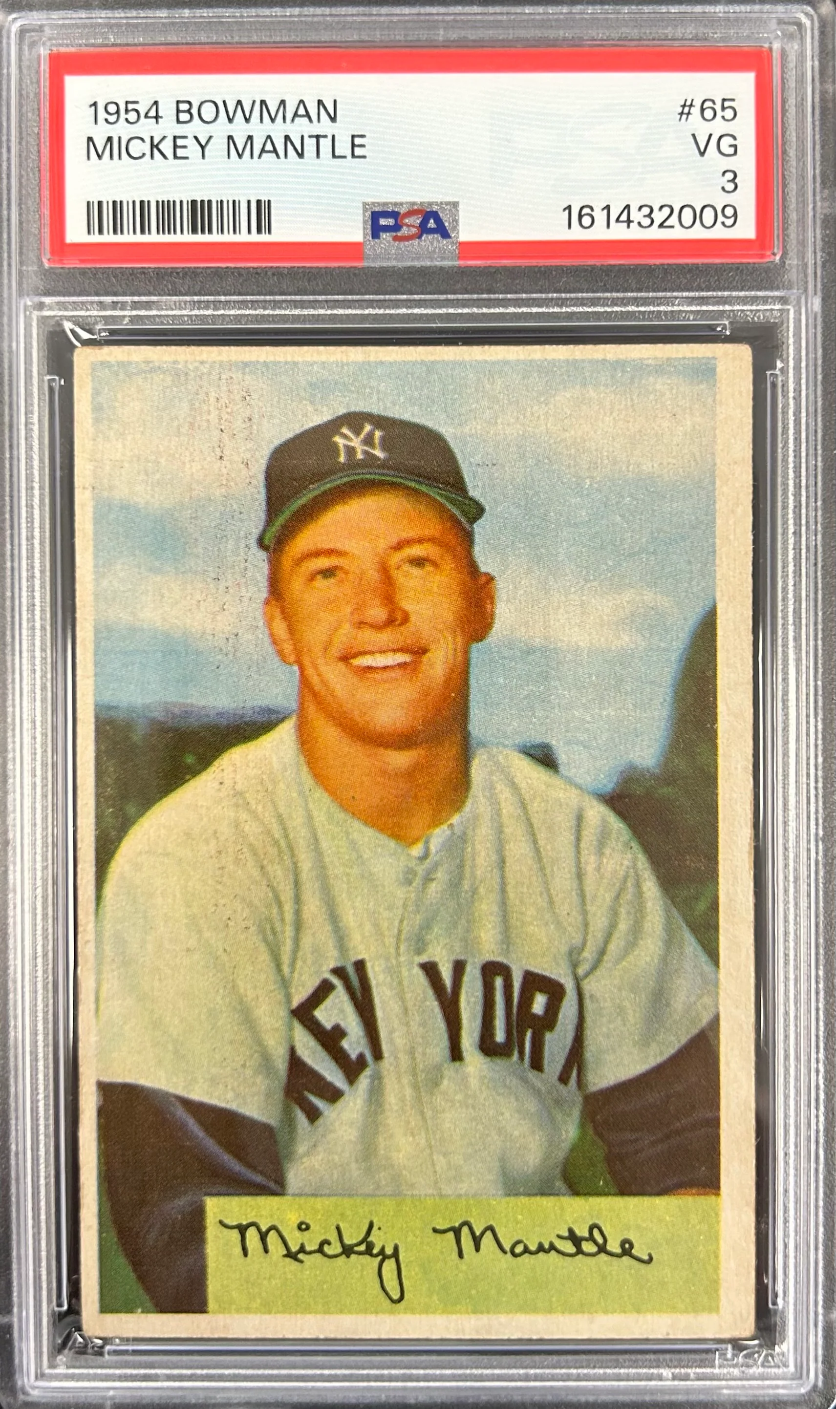 1954 Bowman #65 Mickey Mantle PSA 3