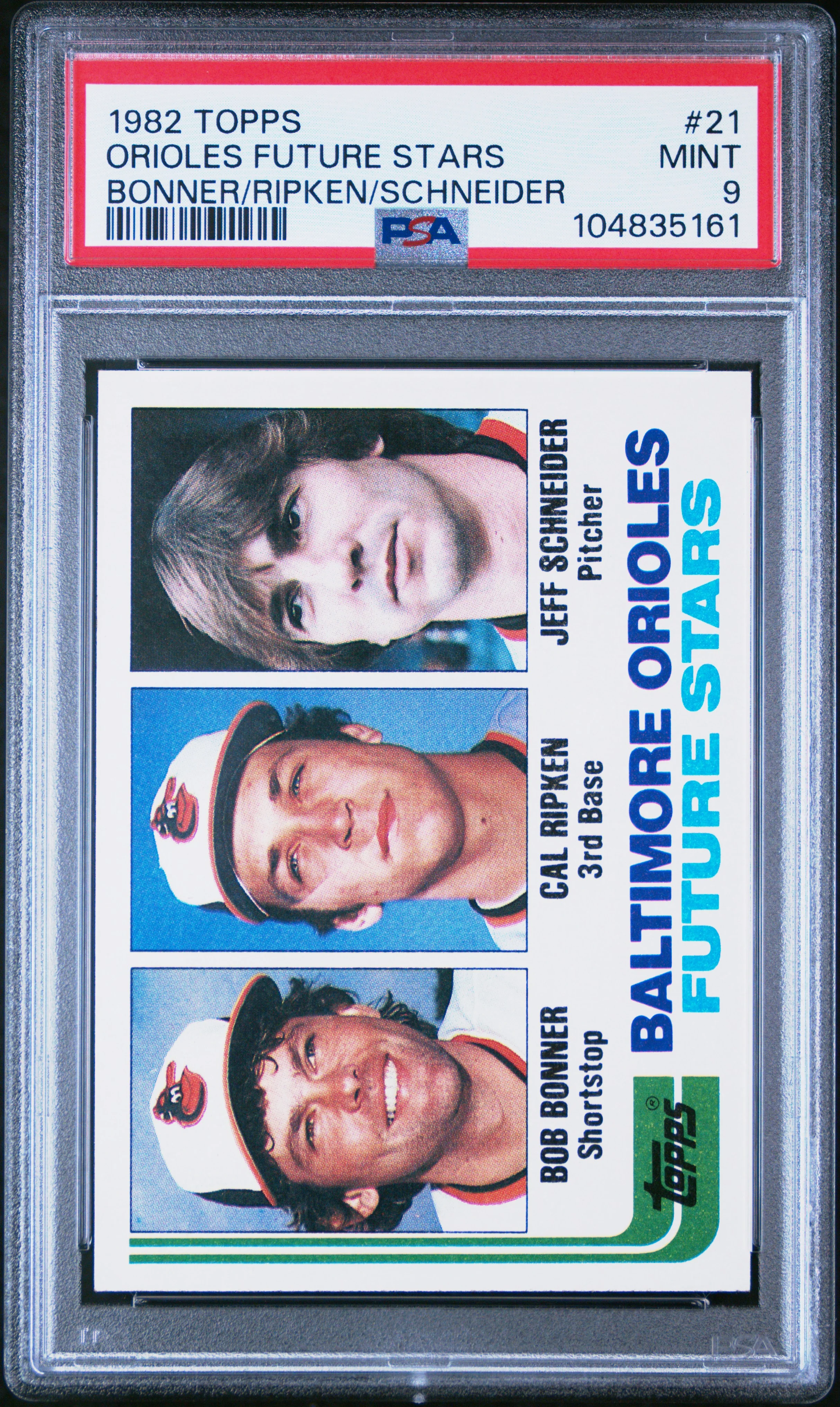 1982 Topps Orioles Future Stars Ripken/Bonner/Schneider #21 PSA 9