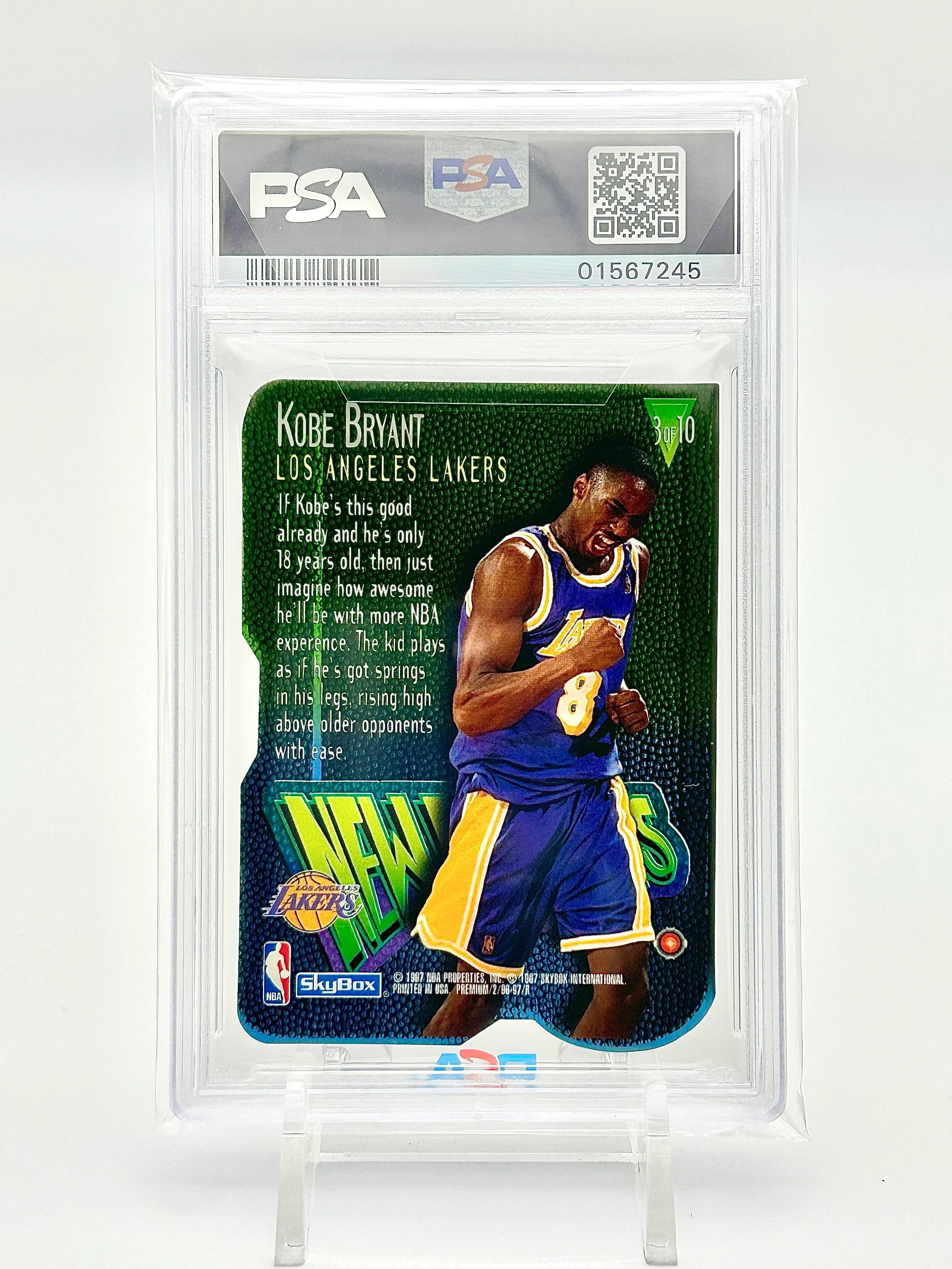1996 Skybox Premium New Editions: #3 Kobe Bryant (PSA 9) - Image 2