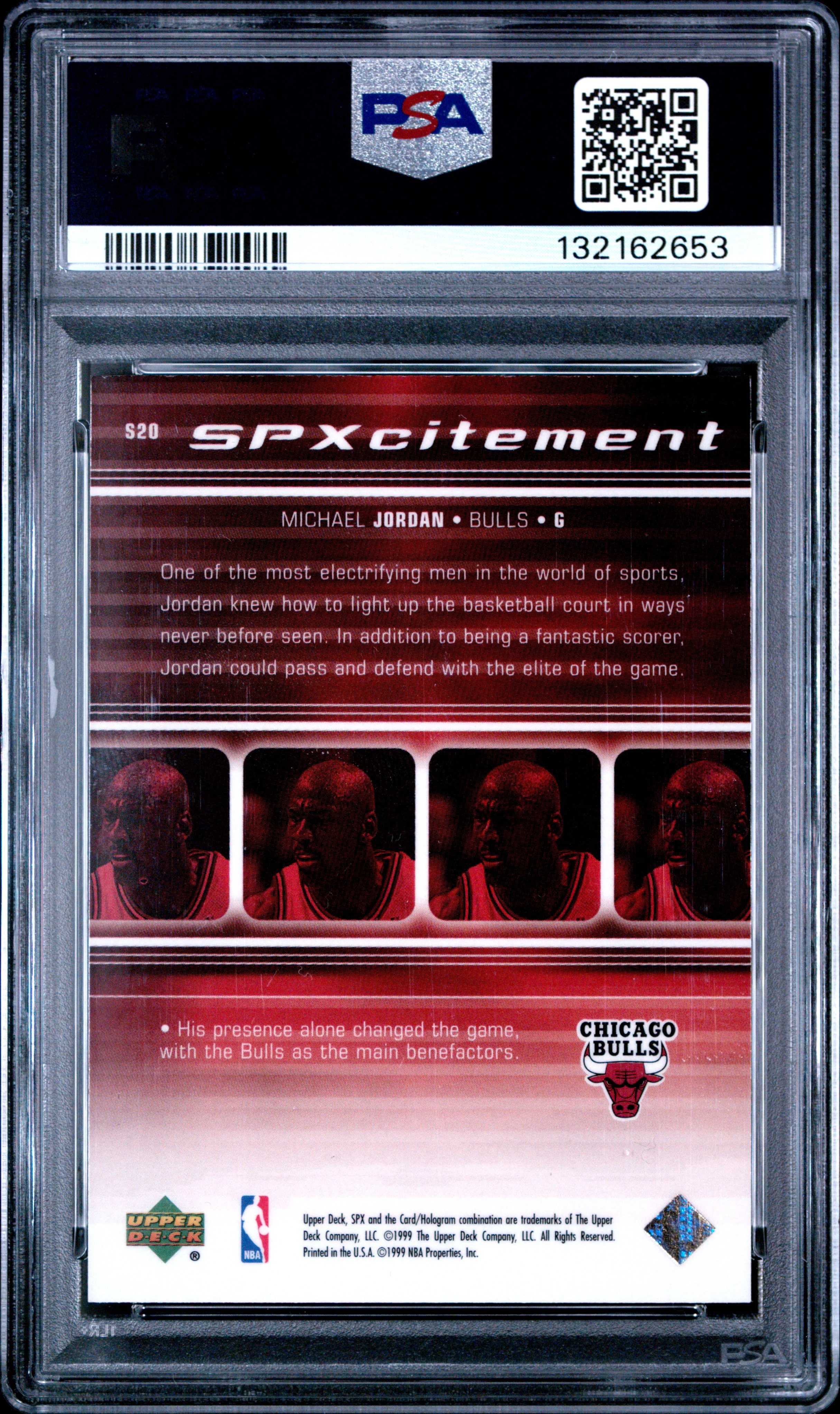 1999 SPx SPXcitement #S20 Michael Jordan PSA 8 - Image 2