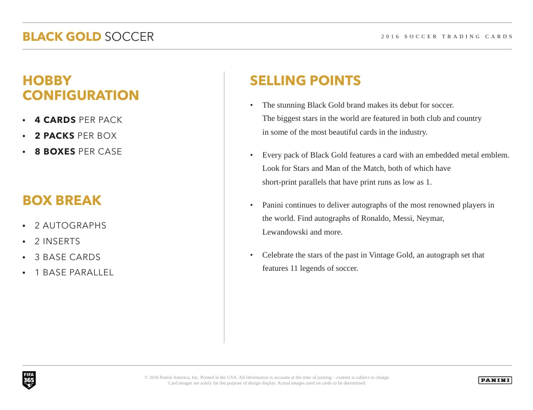 2016-17 Panini Black Gold Soccer Hobby Box - Image 6