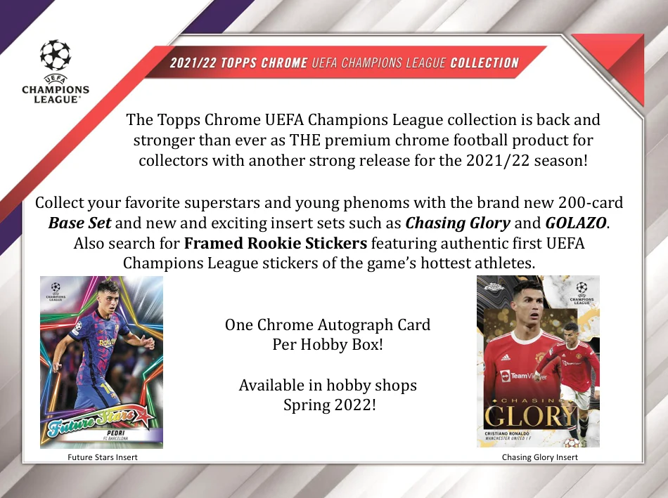 2021-22 Topps Chrome UEFA Champions League Soccer Hobby Box - Image 2