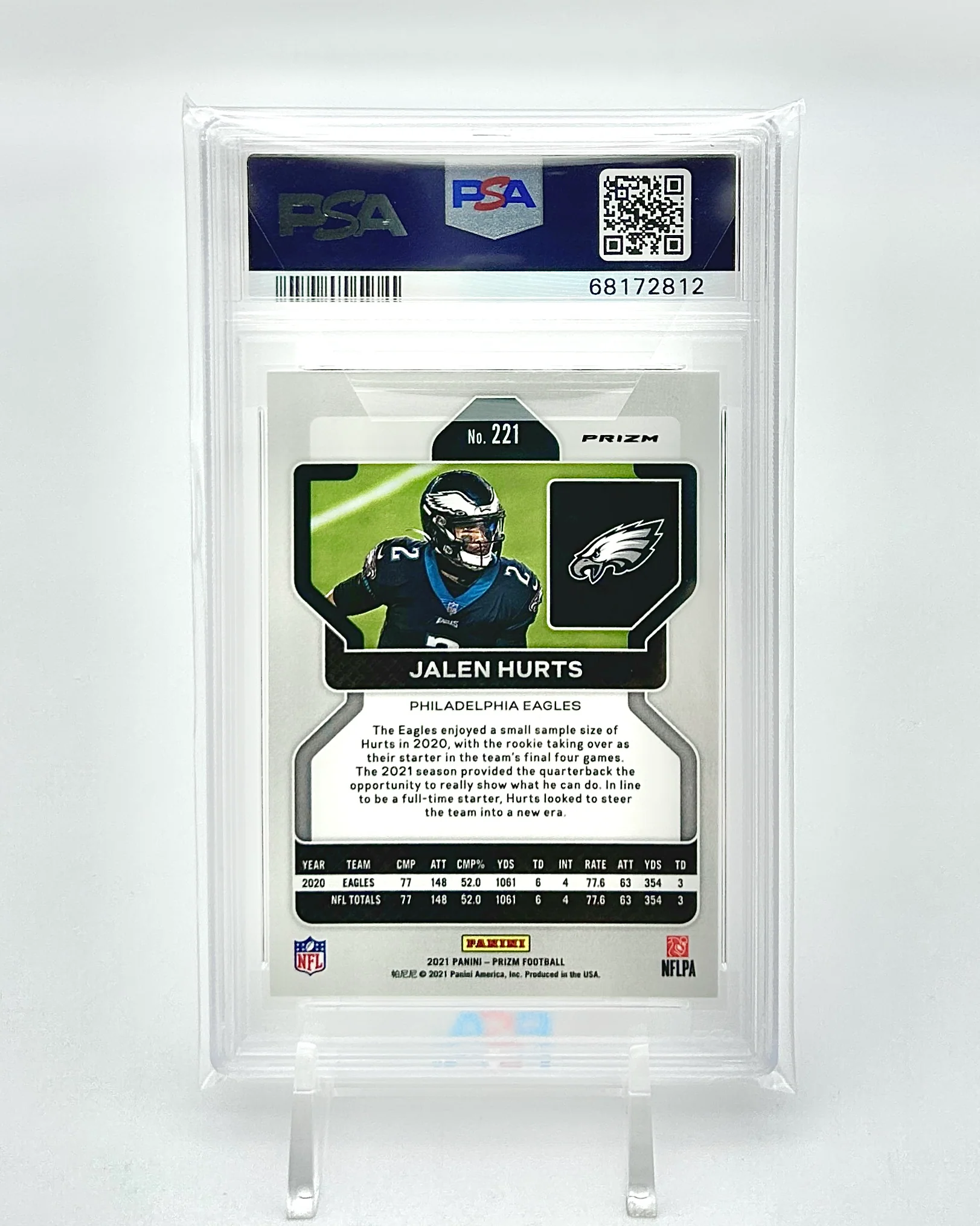 2021 Prizm White Sparkle: #221 Jalen Hurts (PSA 10) - Image 3