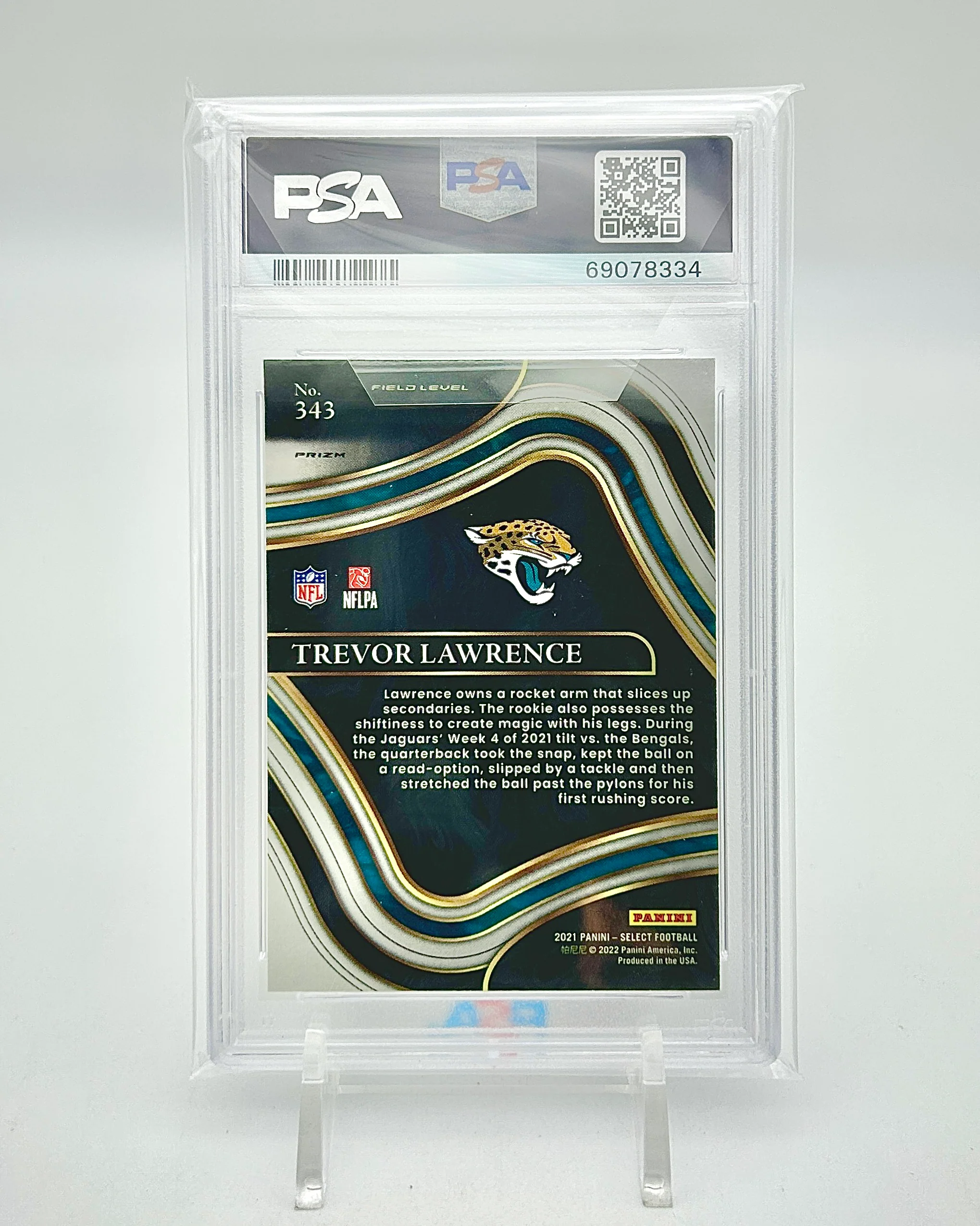 2021 Select Field Level Silver Prizm Trevor Lawrence #343 PSA 10 - Image 3