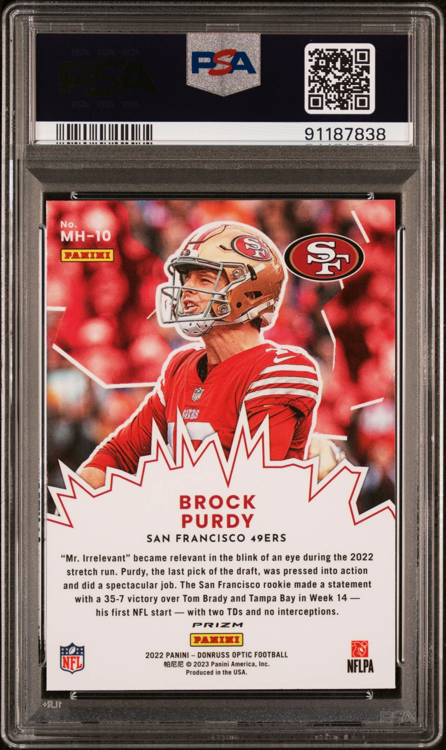 2022 Panini Donruss Optic My House Brock Purdy #MH-10 PSA 10 - Image 2