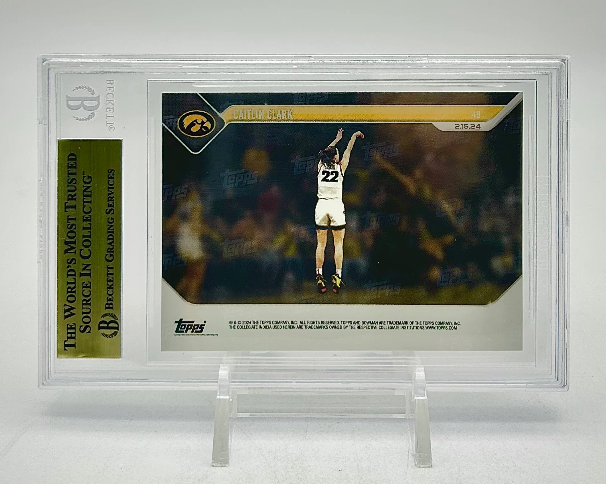 2023-24 Bowman University Now Caitlin Clark #49 BGS 9.5 - Image 2