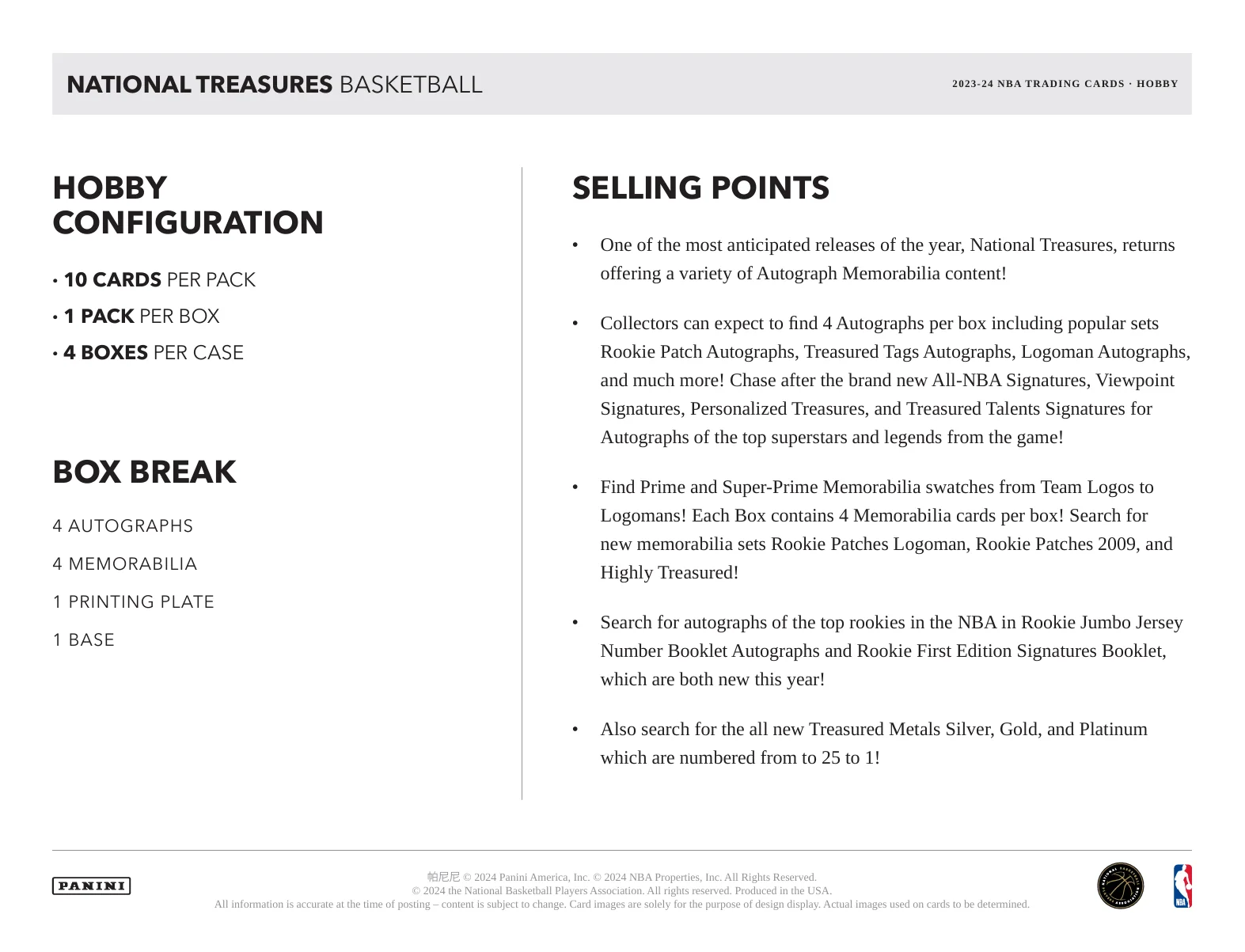 2023-24 Panini National Treasures Basketball Hobby Box - Image 7