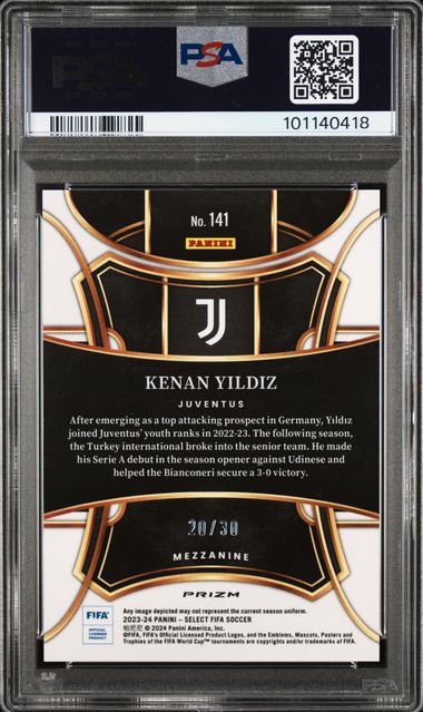 2023-24 Panini Select FIFA Tie-Dye /30 #141 Kenan Yildiz PSA 10 - Image 2