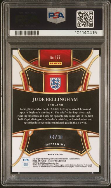 2023-24 Panini Select FIFA Tie-Dye 14/30 #177 Jude Bellingham PSA 10 - Image 2