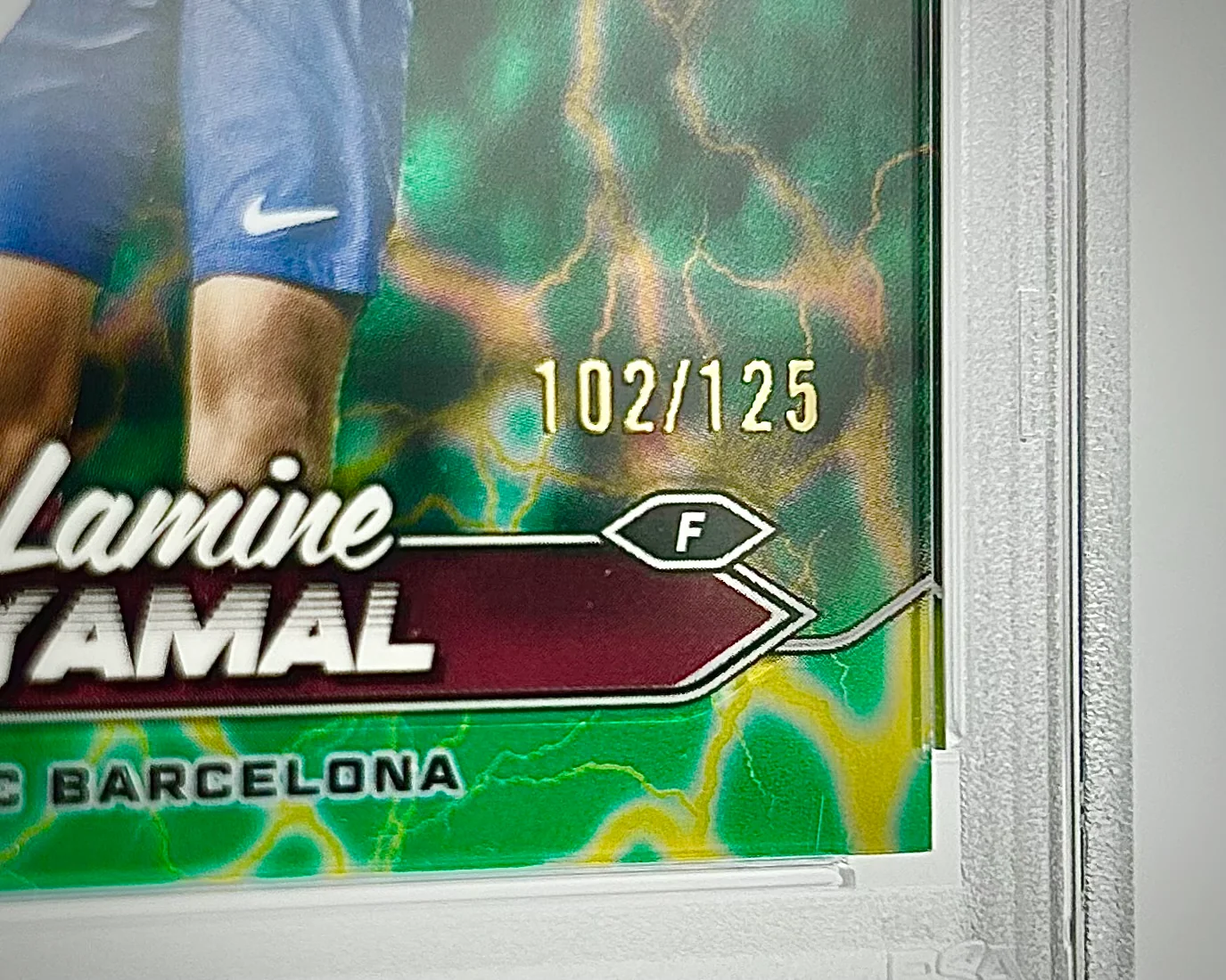 2023-24 Topps Stadium Club Chrome UCC Green Yellow Electric Charge Refractor /125: #27 Lamine Yamal (PSA 10) - Image 3