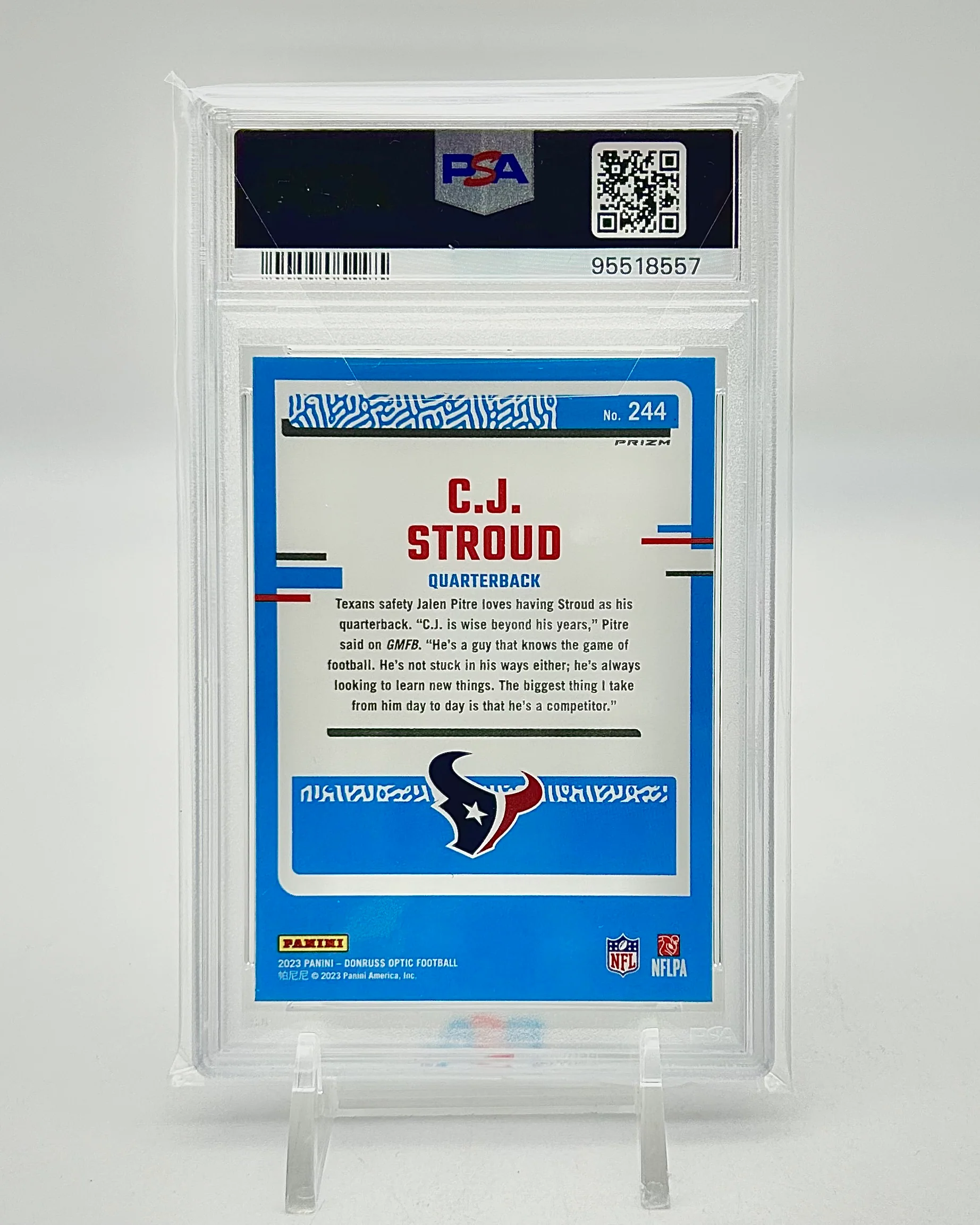 2023 Panini Donruss Optic Green Velocity: #244 CJ Stroud (PSA 9) - Image 2