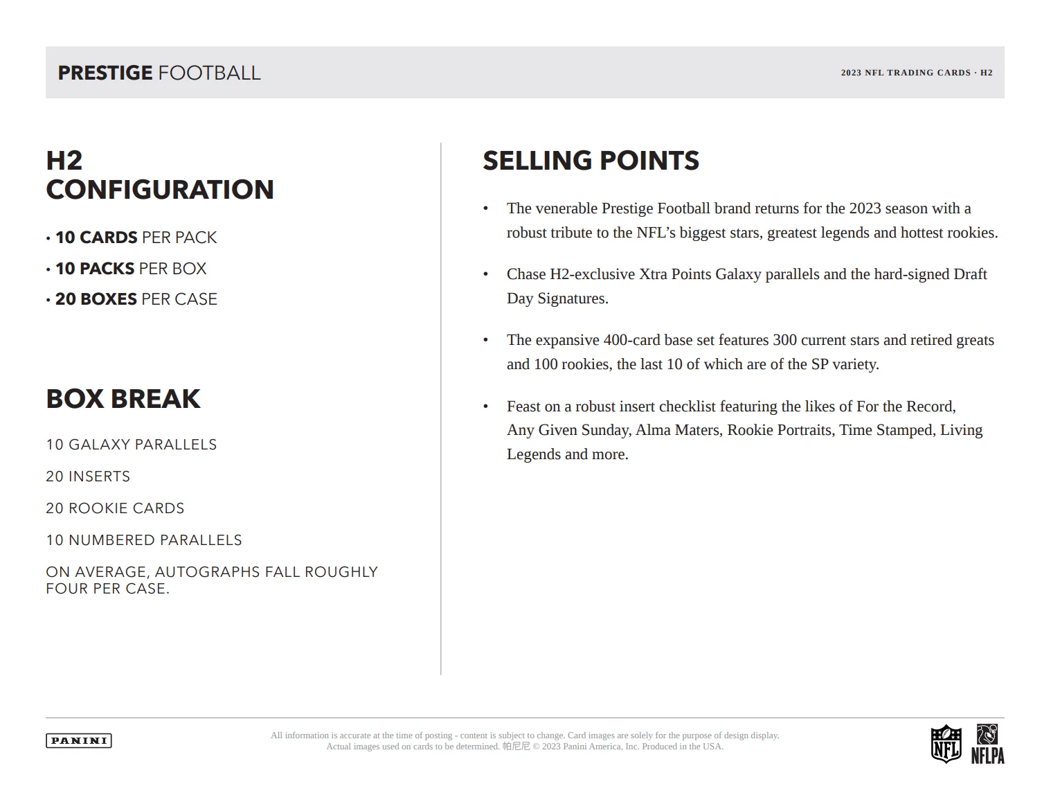 2023 Panini Prestige Football H2 Box - Image 7