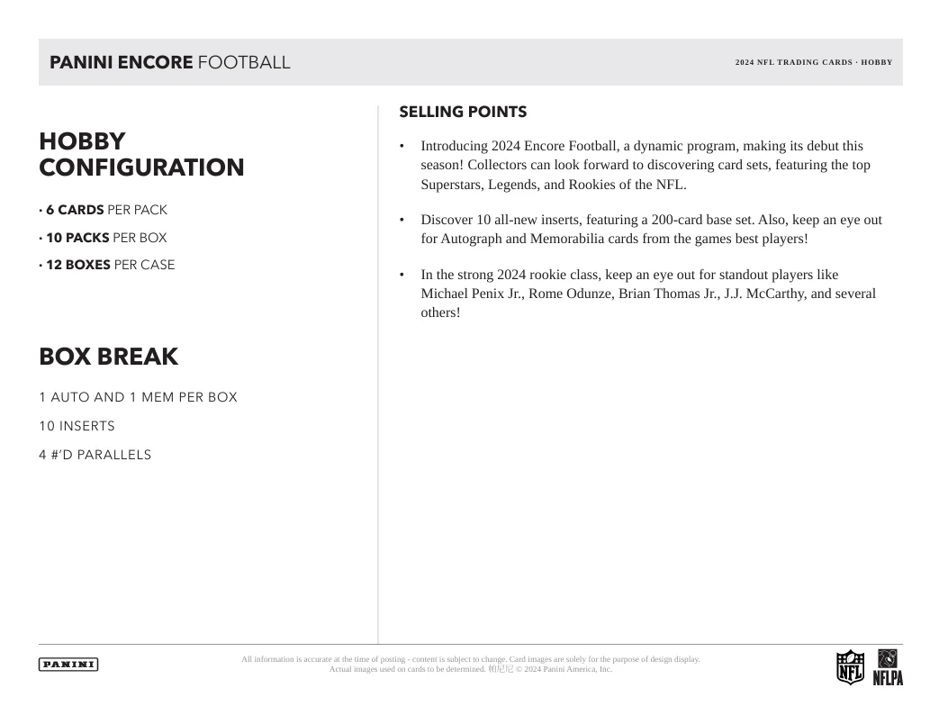 2024 Panini Encore Football Hobby Box - Image 6
