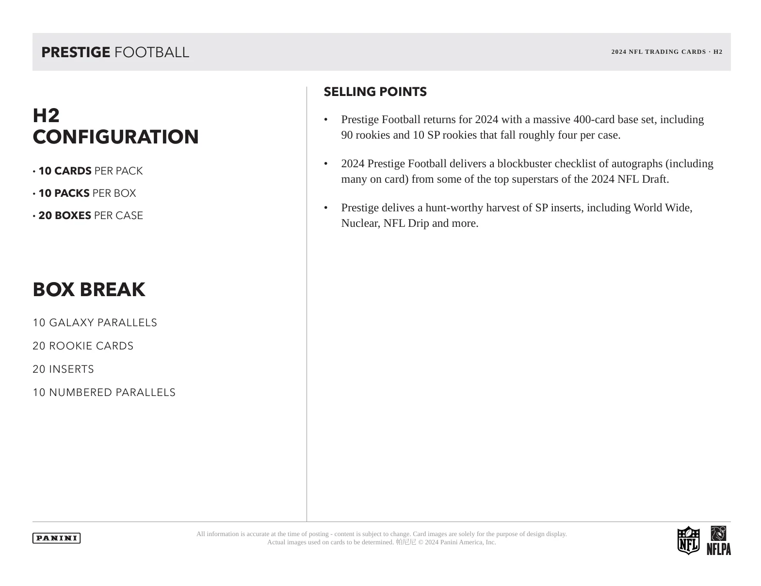 2024 Panini Prestige Football H2 Box - Image 6
