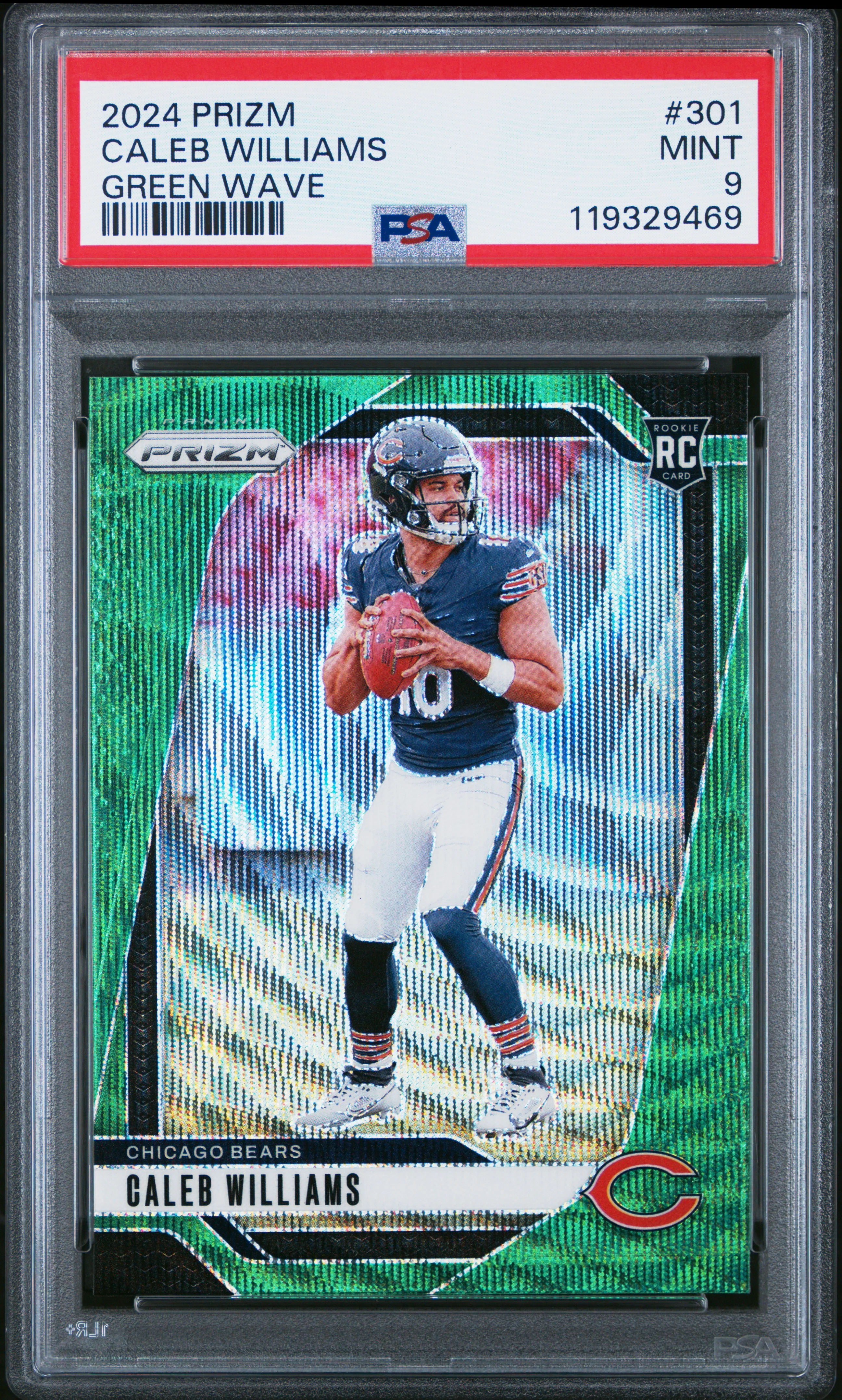 2024 Panini Prizm Green Wave Caleb Williams #301 PSA 9