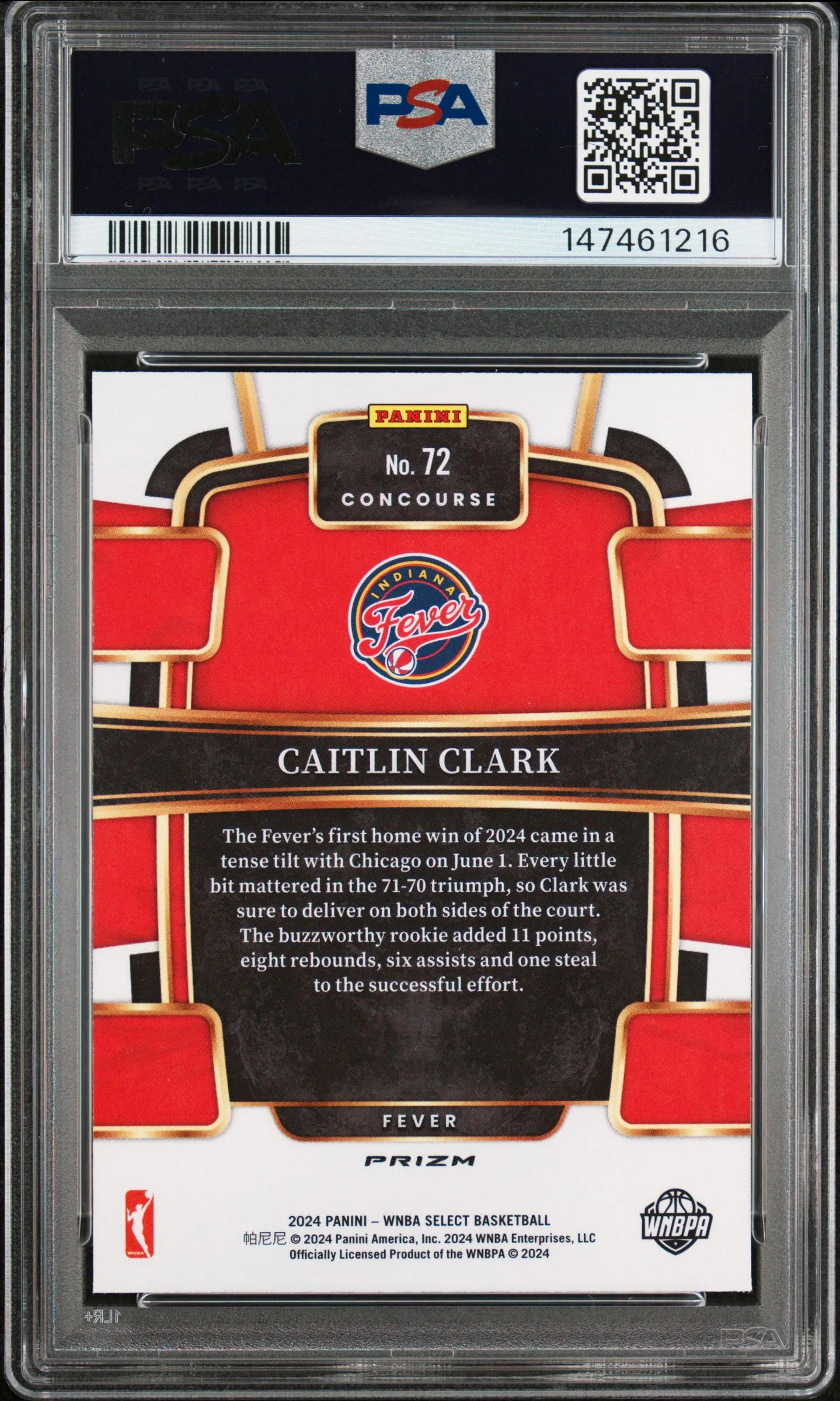 2024 Panini Select WNBA Silver Prizm #72 Caitlin Clark PSA 9 - Image 2