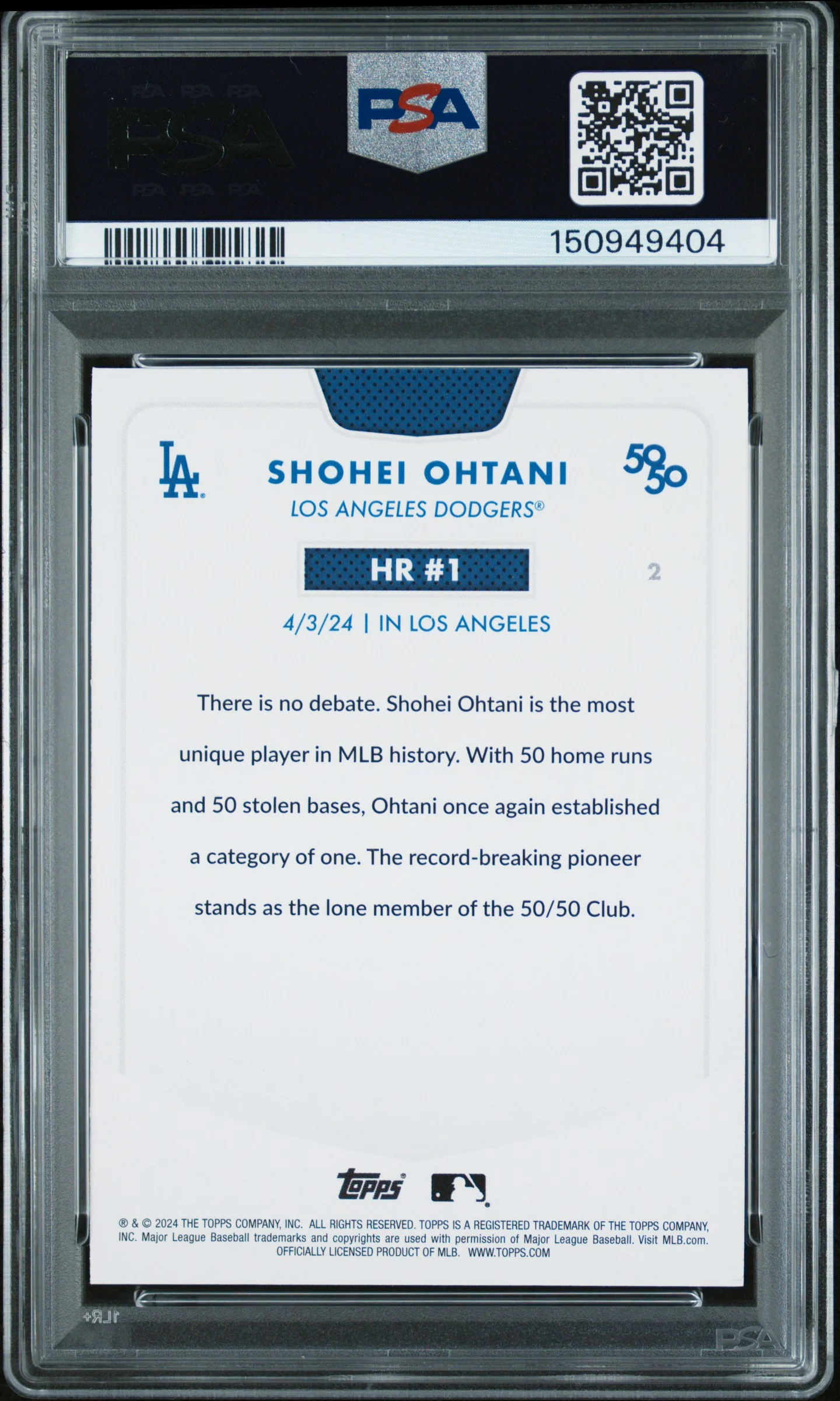 2024 Topps 50/50 #2 Shohei Ohtani PSA 9 - Image 2