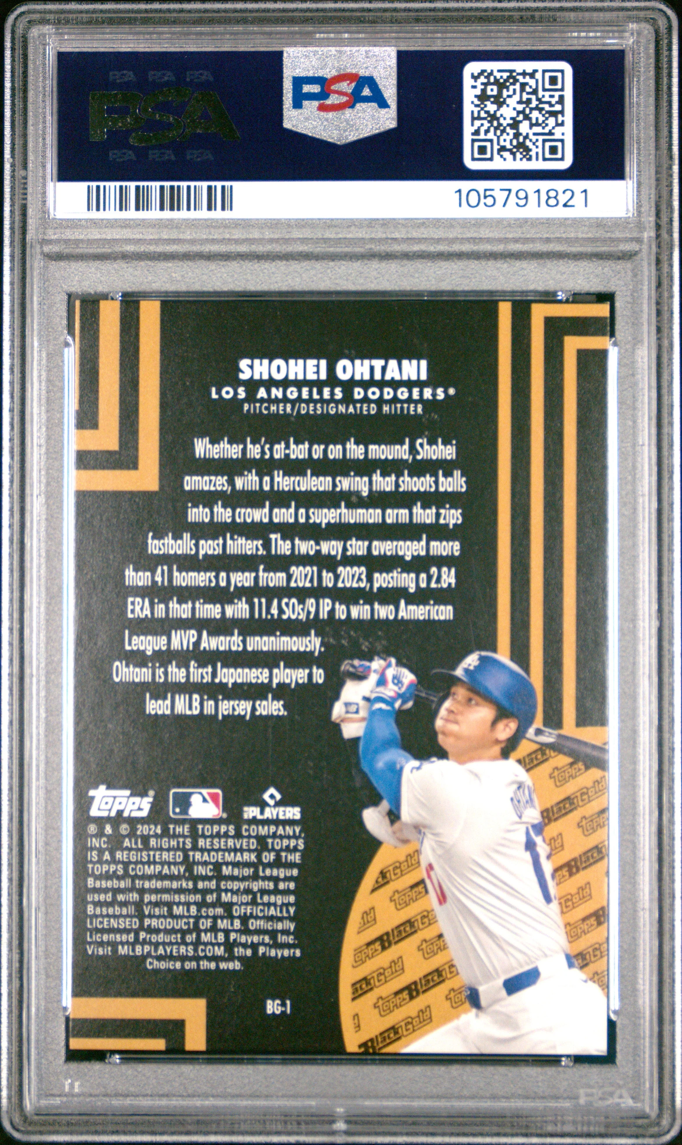 2024 Topps Black Gold - Gold /75 Shohei Ohtani #BG1 PSA 9 - Image 2