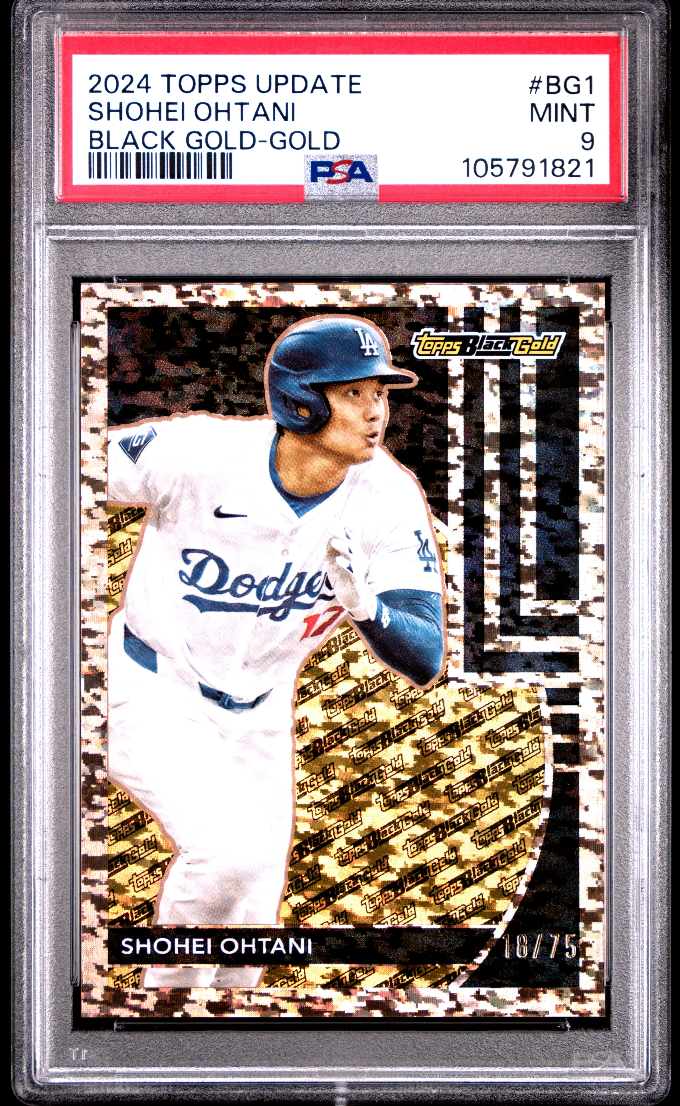 2024 Topps Black Gold - Gold /75 Shohei Ohtani #BG1 PSA 9 - Image 3