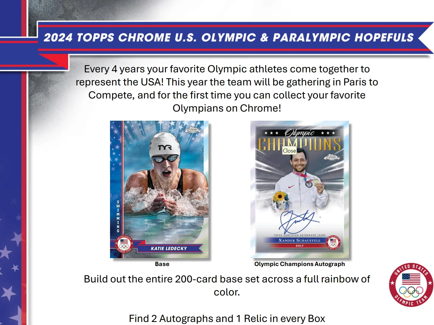 2024 Topps Chrome U.S. Olympic and Paralympic Hopefuls Hobby Box - Image 2