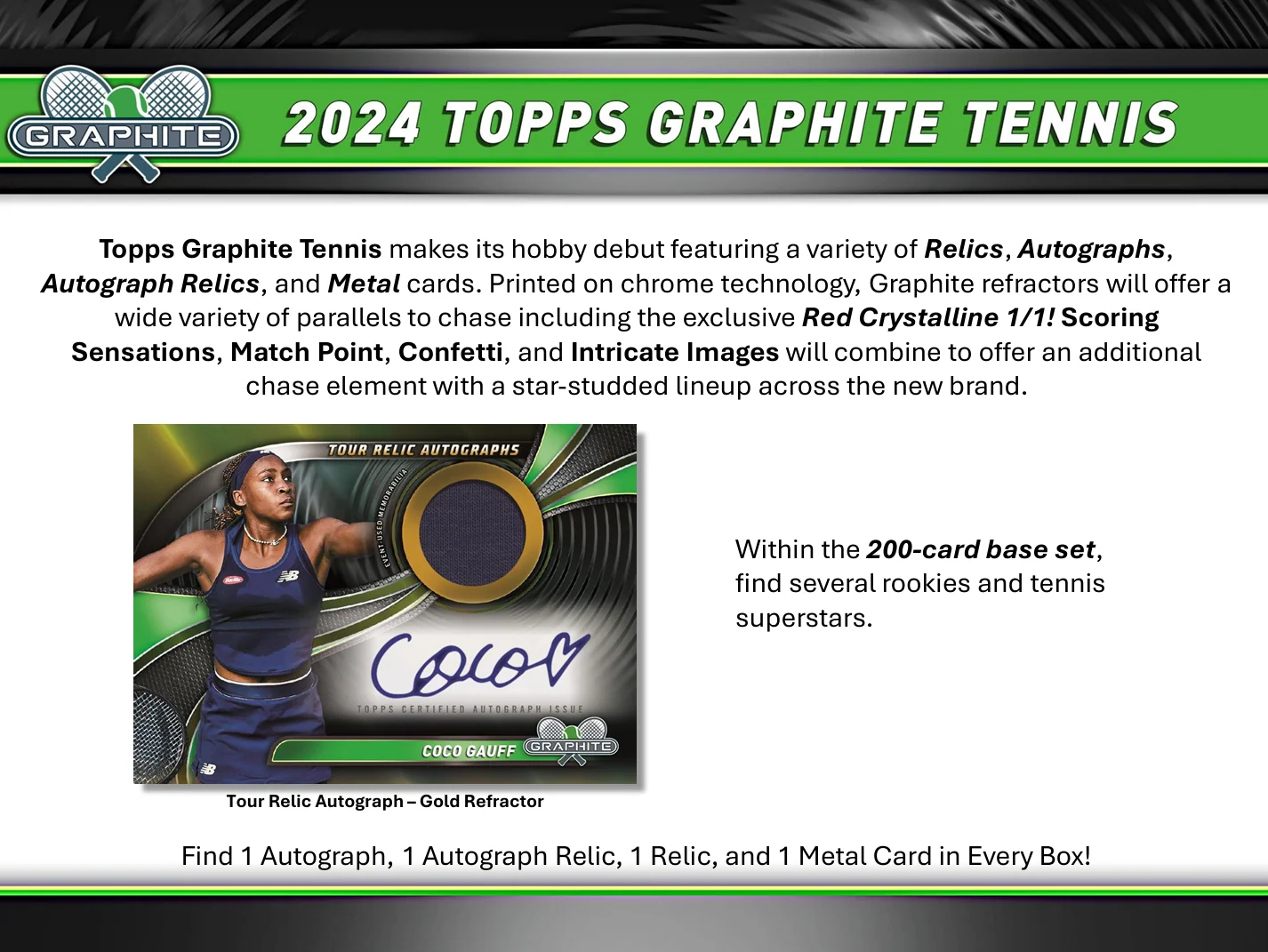 2024 Topps Graphite Tennis Hobby Box - Image 2