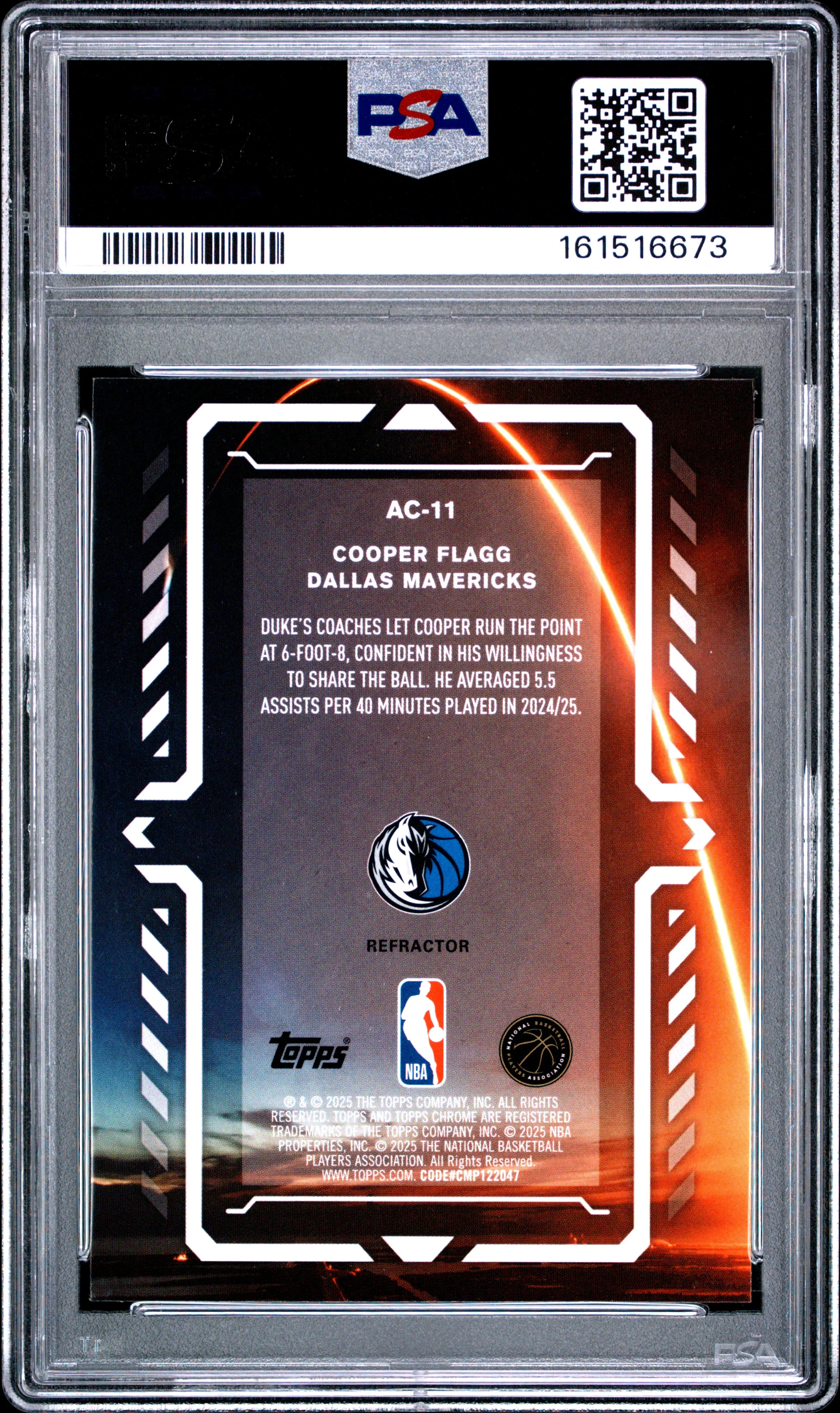 2025 Topps Chrome Activators Refractor #AC-11 Cooper Flagg PSA 10 - Image 2