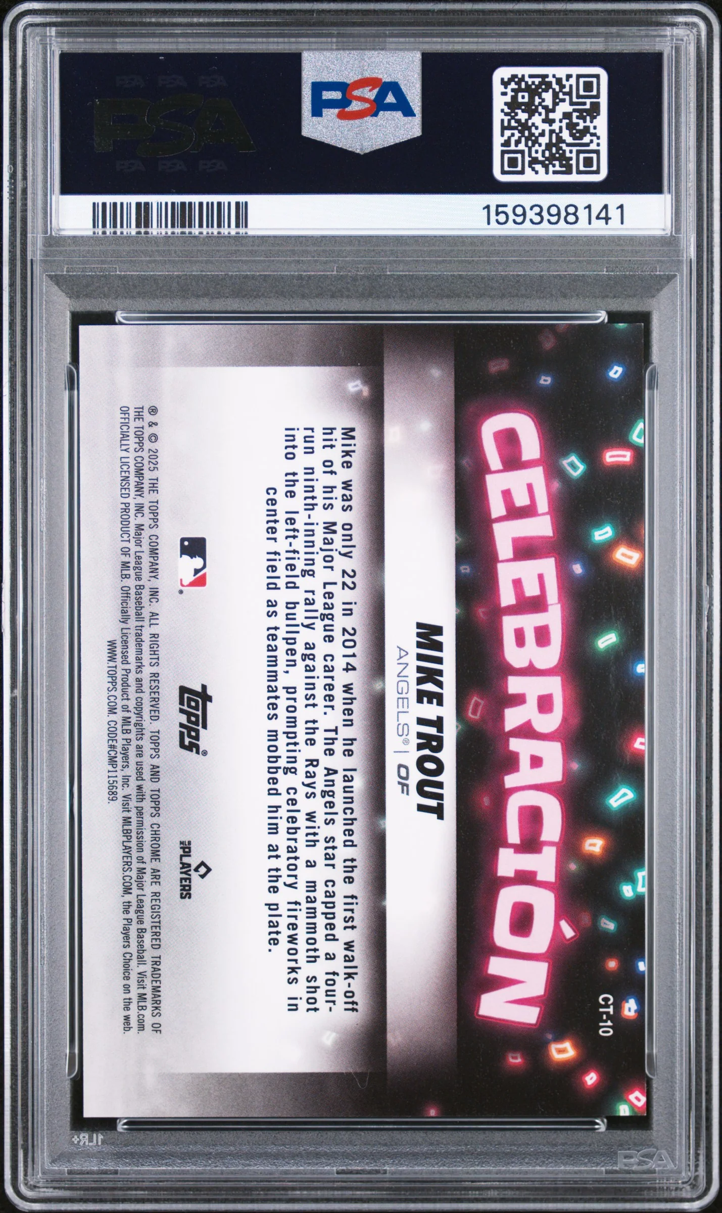 2025 Topps Chrome Update Celebracion Green Refractor /99 #CT-10 Mike Trout PSA 9 - Image 2