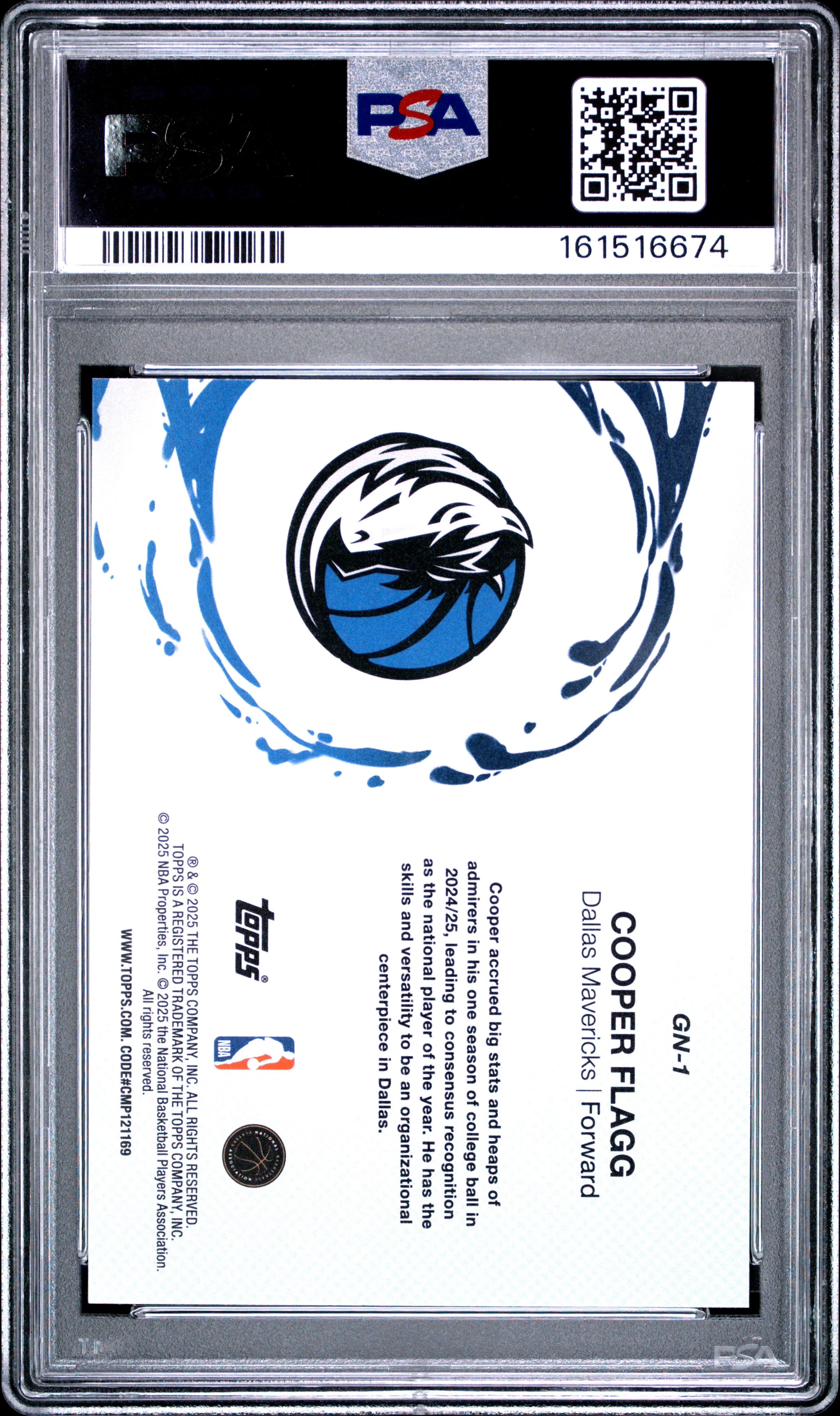 2025 Topps Generation Now Holo Foil #GN-1 Cooper Flagg PSA 10 - Image 2