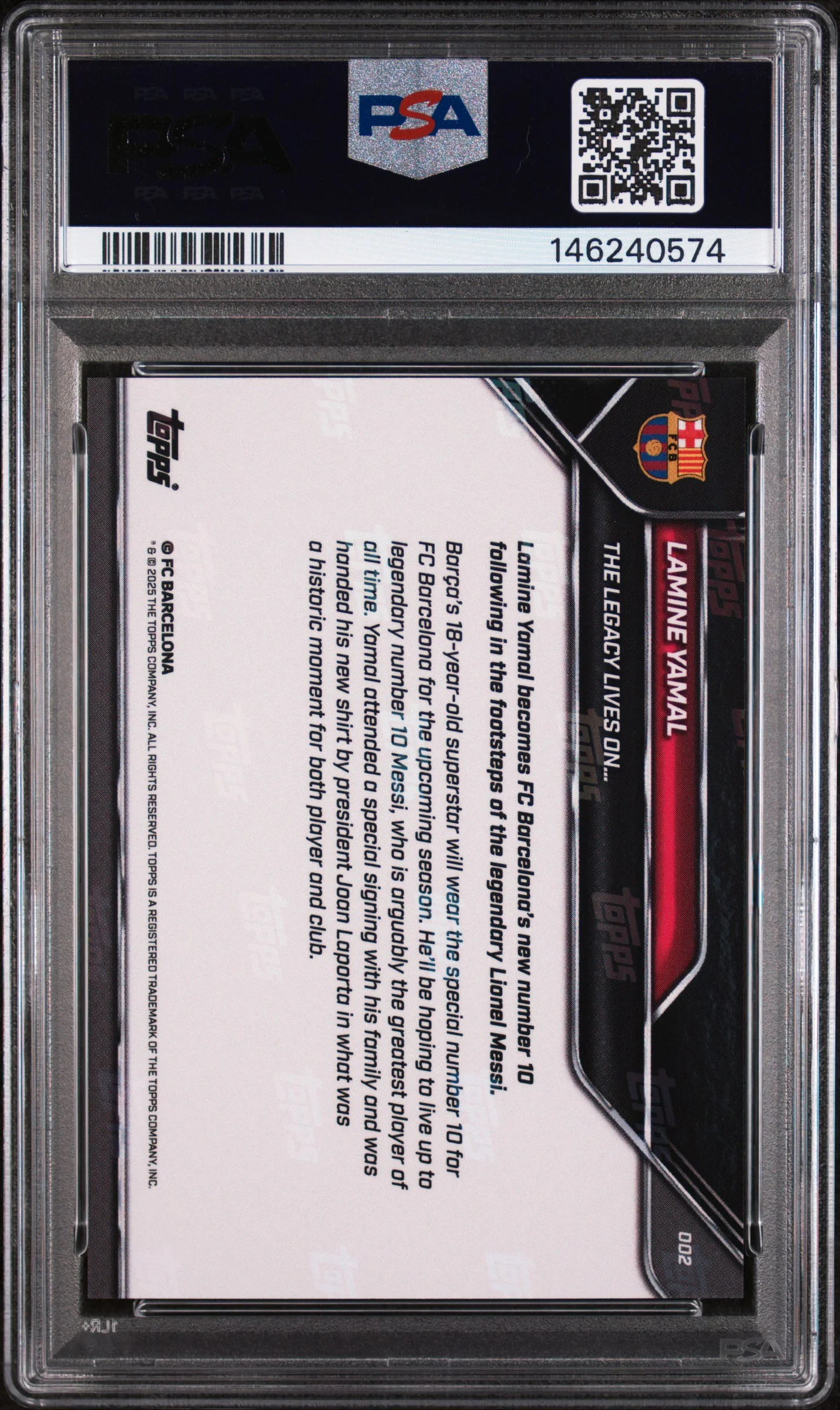 2025 Topps Now FC Barcelona #2 Lamine Yamal PSA 10 - Image 2