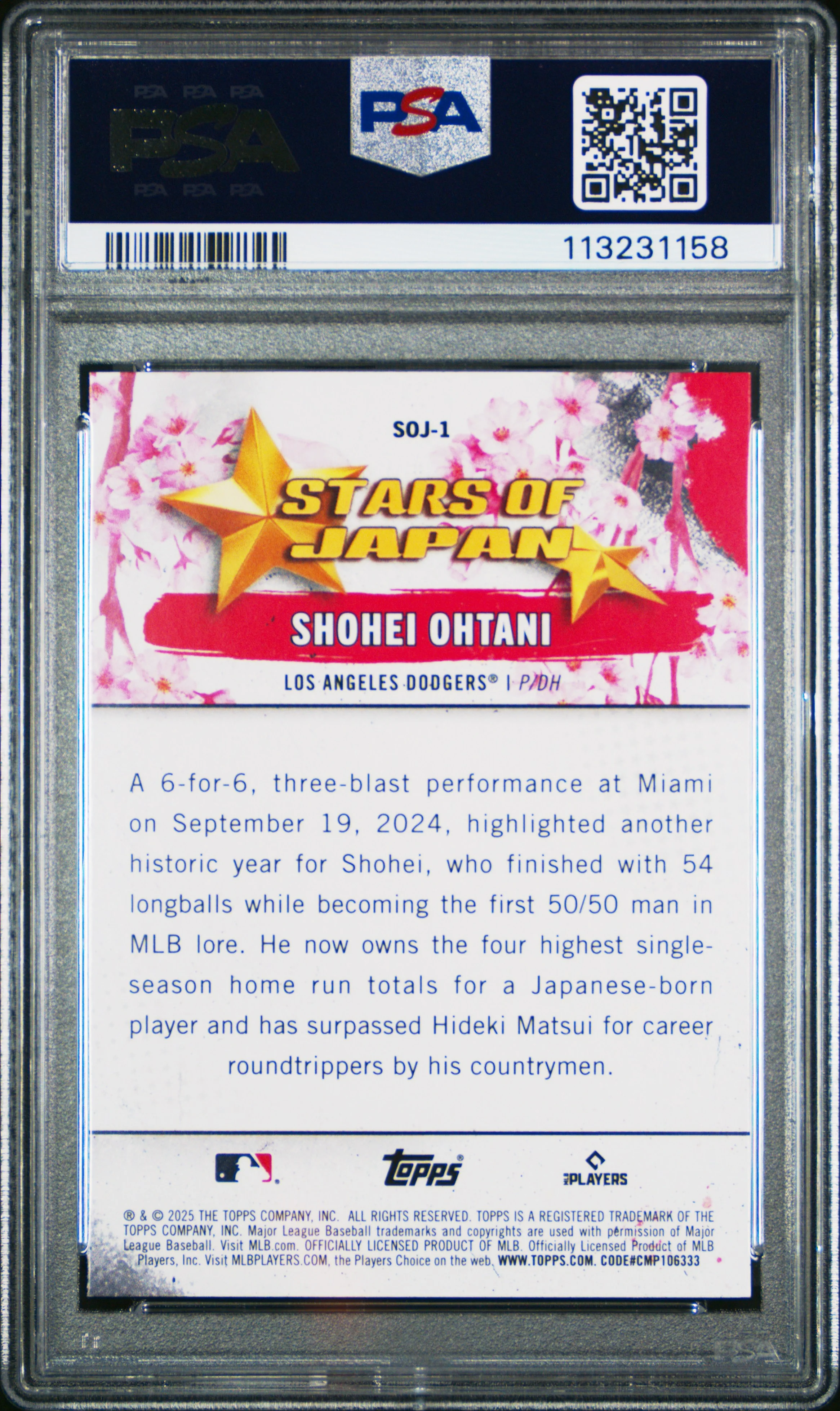 2025 Topps Tokyo Series Stars of Japan Shohei Ohtani #SOJ-1 PSA 10 - Image 2
